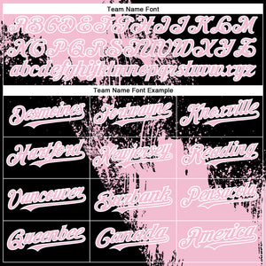 Custom Light Pink Black-White 3D Pattern Abstract Brush Stroke Two-Button Unisex Softball Jersey