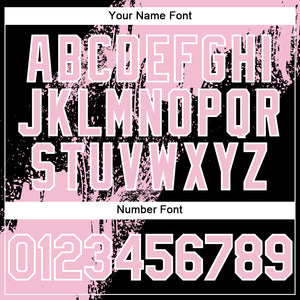 Custom Light Pink Black-White 3D Pattern Abstract Brush Stroke Two-Button Unisex Softball Jersey