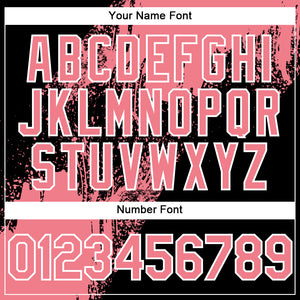 Custom Medium Pink Black-White 3D Pattern Abstract Brush Stroke Two-Button Unisex Softball Jersey