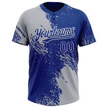 Charger l&#39;image dans la galerie, Custom Gray Royal-White 3D Pattern Abstract Brush Stroke Two-Button Unisex Softball Jersey
