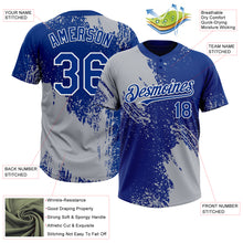 Charger l&#39;image dans la galerie, Custom Gray Royal-White 3D Pattern Abstract Brush Stroke Two-Button Unisex Softball Jersey
