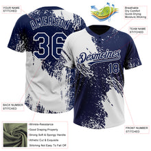 Charger l&#39;image dans la galerie, Custom White Navy 3D Pattern Abstract Brush Stroke Two-Button Unisex Softball Jersey
