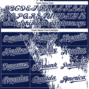 Custom White Navy 3D Pattern Abstract Brush Stroke Two-Button Unisex Softball Jersey