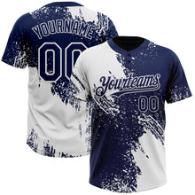 Charger l&#39;image dans la galerie, Custom White Navy 3D Pattern Abstract Brush Stroke Two-Button Unisex Softball Jersey
