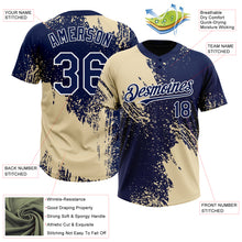 Charger l&#39;image dans la galerie, Custom Cream Navy-White 3D Pattern Abstract Brush Stroke Two-Button Unisex Softball Jersey
