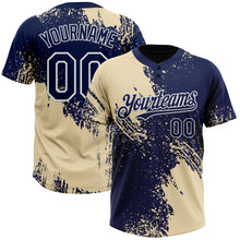 Charger l&#39;image dans la galerie, Custom Cream Navy-White 3D Pattern Abstract Brush Stroke Two-Button Unisex Softball Jersey

