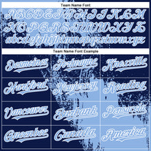 Charger l&#39;image dans la galerie, Custom Light Blue Navy-White 3D Pattern Abstract Brush Stroke Two-Button Unisex Softball Jersey
