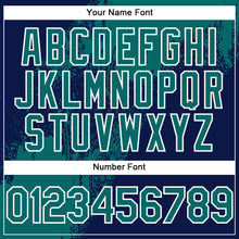 Charger l&#39;image dans la galerie, Custom Teal Navy-White 3D Pattern Abstract Brush Stroke Two-Button Unisex Softball Jersey
