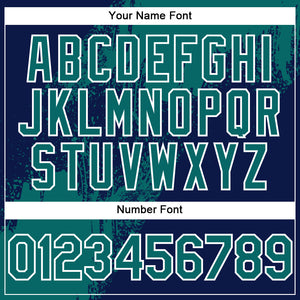 Custom Teal Navy-White 3D Pattern Abstract Brush Stroke Two-Button Unisex Softball Jersey