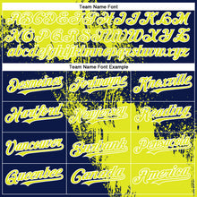 Charger l&#39;image dans la galerie, Custom Neon Yellow Navy-White 3D Pattern Abstract Brush Stroke Two-Button Unisex Softball Jersey

