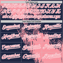 Charger l&#39;image dans la galerie, Custom Medium Pink Navy-White 3D Pattern Abstract Brush Stroke Two-Button Unisex Softball Jersey
