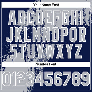 Custom Gray Navy-White 3D Pattern Abstract Brush Stroke Two-Button Unisex Softball Jersey