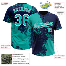 Charger l&#39;image dans la galerie, Custom Aqua Navy-White 3D Pattern Abstract Brush Stroke Two-Button Unisex Softball Jersey
