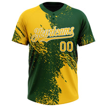 Загрузить изображение в средство просмотра галереи, Custom Yellow Green-White 3D Pattern Abstract Brush Stroke Two-Button Unisex Softball Jersey
