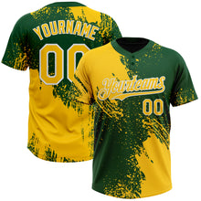 Загрузить изображение в средство просмотра галереи, Custom Yellow Green-White 3D Pattern Abstract Brush Stroke Two-Button Unisex Softball Jersey
