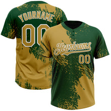 Загрузить изображение в средство просмотра галереи, Custom Old Gold Green-White 3D Pattern Abstract Brush Stroke Two-Button Unisex Softball Jersey
