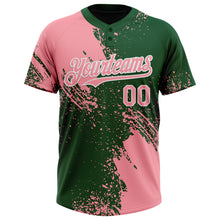 Загрузить изображение в средство просмотра галереи, Custom Medium Pink Green-White 3D Pattern Abstract Brush Stroke Two-Button Unisex Softball Jersey
