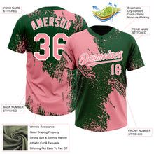 Загрузить изображение в средство просмотра галереи, Custom Medium Pink Green-White 3D Pattern Abstract Brush Stroke Two-Button Unisex Softball Jersey
