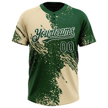 Загрузить изображение в средство просмотра галереи, Custom Cream Green-White 3D Pattern Abstract Brush Stroke Two-Button Unisex Softball Jersey
