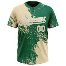 Загрузить изображение в средство просмотра галереи, Custom Cream Kelly Green-White 3D Pattern Abstract Brush Stroke Two-Button Unisex Softball Jersey

