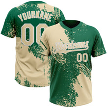 Загрузить изображение в средство просмотра галереи, Custom Cream Kelly Green-White 3D Pattern Abstract Brush Stroke Two-Button Unisex Softball Jersey
