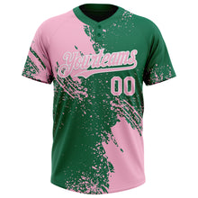 Charger l&#39;image dans la galerie, Custom Light Pink Kelly Green-White 3D Pattern Abstract Brush Stroke Two-Button Unisex Softball Jersey
