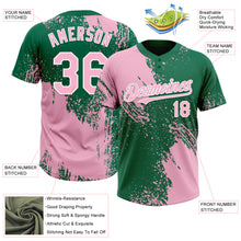 Charger l&#39;image dans la galerie, Custom Light Pink Kelly Green-White 3D Pattern Abstract Brush Stroke Two-Button Unisex Softball Jersey
