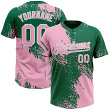 Charger l&#39;image dans la galerie, Custom Light Pink Kelly Green-White 3D Pattern Abstract Brush Stroke Two-Button Unisex Softball Jersey
