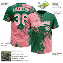 Загрузить изображение в средство просмотра галереи, Custom Medium Pink Kelly Green-White 3D Pattern Abstract Brush Stroke Two-Button Unisex Softball Jersey
