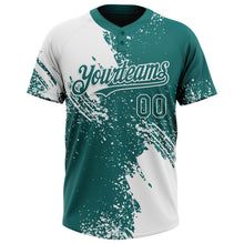 Laden Sie das Bild in den Galerie-Viewer, Custom White Teal 3D Pattern Abstract Brush Stroke Two-Button Unisex Softball Jersey

