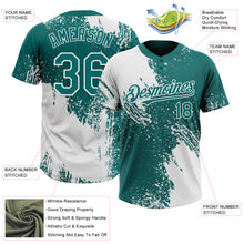 Laden Sie das Bild in den Galerie-Viewer, Custom White Teal 3D Pattern Abstract Brush Stroke Two-Button Unisex Softball Jersey
