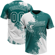 Laden Sie das Bild in den Galerie-Viewer, Custom White Teal 3D Pattern Abstract Brush Stroke Two-Button Unisex Softball Jersey
