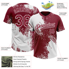 Charger l&#39;image dans la galerie, Custom White Crimson 3D Pattern Abstract Brush Stroke Two-Button Unisex Softball Jersey
