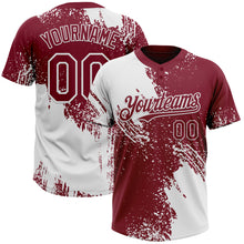 Charger l&#39;image dans la galerie, Custom White Crimson 3D Pattern Abstract Brush Stroke Two-Button Unisex Softball Jersey
