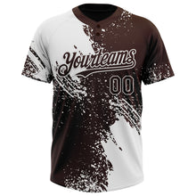 Загрузить изображение в средство просмотра галереи, Custom White Brown 3D Pattern Abstract Brush Stroke Two-Button Unisex Softball Jersey
