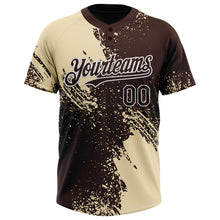 Charger l&#39;image dans la galerie, Custom Cream Brown-White 3D Pattern Abstract Brush Stroke Two-Button Unisex Softball Jersey

