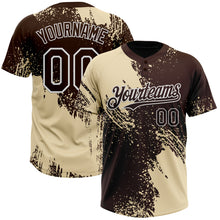 Charger l&#39;image dans la galerie, Custom Cream Brown-White 3D Pattern Abstract Brush Stroke Two-Button Unisex Softball Jersey
