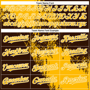 Custom Gold Brown-White 3D Pattern Abstract Brush Stroke Two-Button Unisex Softball Jersey
