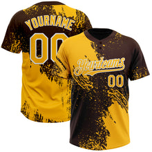 Загрузить изображение в средство просмотра галереи, Custom Gold Brown-White 3D Pattern Abstract Brush Stroke Two-Button Unisex Softball Jersey
