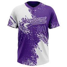 Загрузить изображение в средство просмотра галереи, Custom White Purple 3D Pattern Abstract Brush Stroke Two-Button Unisex Softball Jersey
