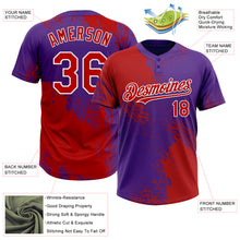 Laden Sie das Bild in den Galerie-Viewer, Custom Red Purple-White 3D Pattern Abstract Brush Stroke Two-Button Unisex Softball Jersey
