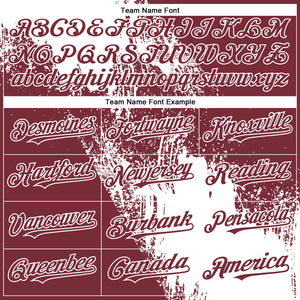 Custom White Burgundy 3D Pattern Abstract Brush Stroke Two-Button Unisex Softball Jersey