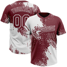 Laden Sie das Bild in den Galerie-Viewer, Custom White Burgundy 3D Pattern Abstract Brush Stroke Two-Button Unisex Softball Jersey
