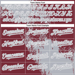 Custom Gray Burgundy-White 3D Pattern Abstract Brush Stroke Two-Button Unisex Softball Jersey