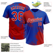 Laden Sie das Bild in den Galerie-Viewer, Custom Red Thunder Blue-White 3D Pattern Abstract Brush Stroke Two-Button Unisex Softball Jersey

