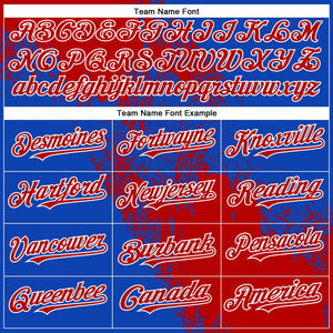 Custom Red Thunder Blue-White 3D Pattern Abstract Brush Stroke Two-Button Unisex Softball Jersey