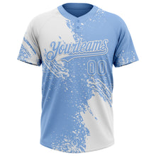 Laden Sie das Bild in den Galerie-Viewer, Custom White Light Blue 3D Pattern Abstract Brush Stroke Two-Button Unisex Softball Jersey
