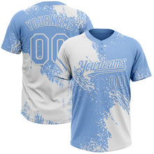 Laden Sie das Bild in den Galerie-Viewer, Custom White Light Blue 3D Pattern Abstract Brush Stroke Two-Button Unisex Softball Jersey
