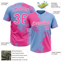 Загрузить изображение в средство просмотра галереи, Custom Pink Light Blue-White 3D Pattern Abstract Brush Stroke Two-Button Unisex Softball Jersey
