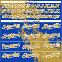 Загрузить изображение в средство просмотра галереи, Custom Old Gold Thunder Blue-White 3D Pattern Abstract Brush Stroke Two-Button Unisex Softball Jersey
